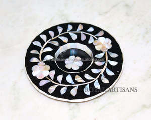 Ensemble de sous-verres faits à la main en os et nacre – Design floral, soucoupe ronde pour tasse à thé, pour la décoration de la maison - Product Image 5