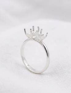 Toi Et Moi <b>Ring</b> Setting 925 Sterling Silver <b>Two</b> <b>Stone</b> Semi Mount <b>Ring</b> Open Gemstone DIY Engagement <b>Ring</b> - Product Image 3