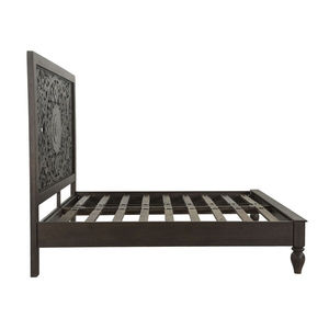 Heritage Indian Style Handcarved Solid Mango Wood <b>Bed</b> King Size Handmade Wooden <b>Bed</b> with Carved Heardboard - Product Image 3