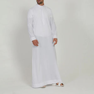 Túnica Árabe Tradicional y Elegante para Hombre, Thawb de Color Sólido en Algodón y Lino, Largo hasta el Suelo, Ligero, Transpirable, de Manga Larga, Informal - Product Image 4