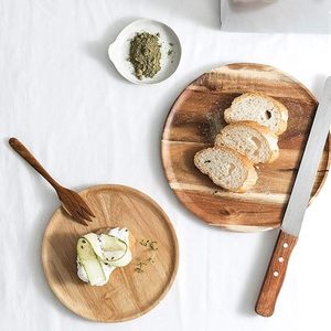 Assiettes de service rondes en bois 15cm 20cm 25cm, design minimaliste fait main, vaisselle et assiettes en bois massif, grossiste mondial - Product Image 3