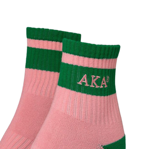 AKA Ankle <b>Socks</b> Green with Pink Cotton Blend Ribbed Soft Breathable Stretch Athletic Casual Comfortable Daily Wear - Product Image 5