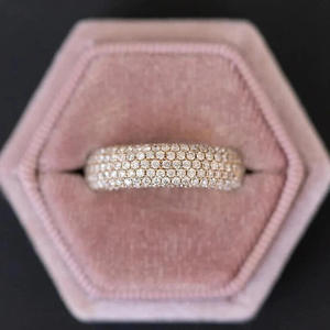 Bague de Fiançailles pour Homme en Argent Sterling 925, Style Hip Hop, Cinq Rangs de Moissanite Sertis en Pavé, Bijoux Iced Out - Product Image 1