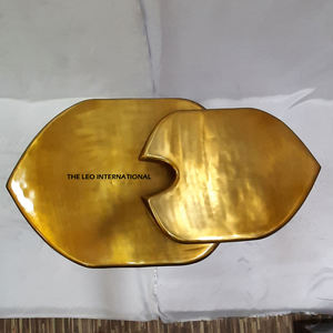 Juego de 2 Mesas de Centro de Aluminio, Diseño Moderno y Lujoso, Artículo Superventas, Diseño Simple, Mesa Dorada para Sala de Estar - Product Image 2