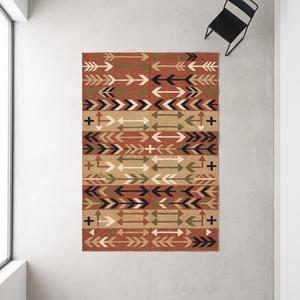 Tapis d'intérieur en laine tissé à la main, motif géométrique tribal sud-ouest avec flèches, tapis kilim pour salon - Product Image 1