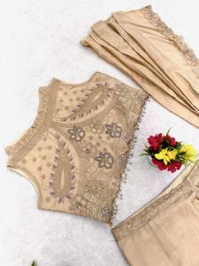 Elegant Beige Georgette <b>Saree</b> <b>For</b> <b>Women</b> Wedding Ethnic Fashion Latest Boutique Collection Designer Sari India Pakistan USA - Product Image 5