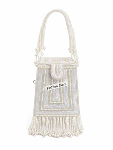 Bolso de Mano de Lujo para Mujer, con Cuentas y Flecos de Perlas, Hecho a Mano, para Fiestas - Product Image 1