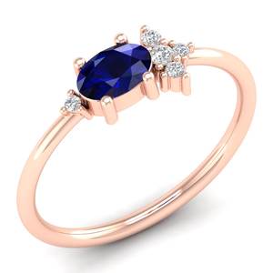 Anillo de Zafiro Azul de Corte Ovalado de 0.5 Quilates, Precio de Fábrica al por Mayor REYES, Plata de Ley 925, Moissanita, Joyería Fina de Compromiso - Product Image 2