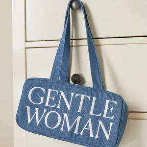 กระเป๋าโท้ทผ้าเดนิมแฟชั่นทันสมัยพร้อมช่องด้านหน้า กระเป๋าโท้ทสะพายไหล่ผ้าแคนวาสสีน้ำเงินสำหรับใช้ช้อปปิ้งประจำวัน ไปเที่ยวชายหาด - Product Image 1