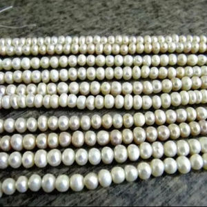 Perles d'eau douce naturelles, rondes, lisses, 5 mm, brin de 16 pouces de long - Product Image 2