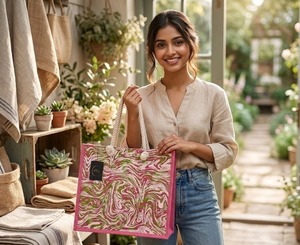<b>Blush</b> Swirl Tote Pink Marble Carryall Rosé Wave Tote Candy Swirl Bag Flamingo Twist Tote Urban Ripple Tote Pink Breeze Carry - Product Image 5