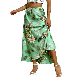 Falda Maxi Tropical Hawaiana para Mujer, Cintura Alta, Estampado Floral, Falda de Playa, Vacaciones de Verano, Estilo Casual y Fluido - Product Image 4