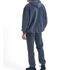 Custom Heavyweight Cotton Hoodie Sweatpants <b>Set</b> Acid Washed Vintage Unisex XL Tracksuits Solid Plus Size Reflective Printed Logo - Product Image 2