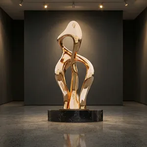 Luxury Abstract <b>Gold</b> Stainless Steel Sculpture Modern Decorative Metal Art <b>Statue</b> for Hotel Lobby Villa Office Interior Decor - Product Image 6