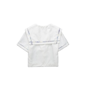 Costume d'uniforme scolaire japonais JK à manches courtes de style collège pour femmes en coton violet de haute qualité, robes d'école, haut de chemise - Product Image 5