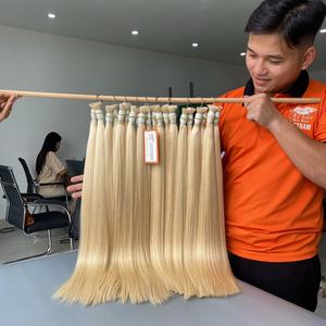 High Quality Vietnamese Blonde Remy Straight Bulk Hair Extensions Soft Raw Material <b>Bleaching</b> Dyed Wholesale Price - Product Image 1