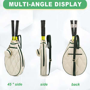 Sac de raquette de tennis et de pickleball rembourré en nylon matelassé avec logo personnalisé, sac à bandoulière imperméable, capacité de 50 à 70 L - Product Image 5