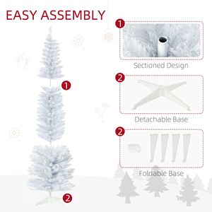 Albero di Natale Artificiale Realistico e Sottile con 7 Ramoche Innevate, Base in Plastica, Decorazione Natalizia da Interno - Product Image 4