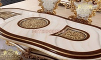 Ensemble de table à manger moderne en teck doré royal sculpté à la main, durable et sur mesure, DSTEXPORTS Inde