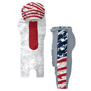 Ensemble de maillot et pantalon de football américain, blanc, bleu, rouge, imprimé drapeau, col en V, manches courtes, uniforme respirant pour hommes adultes - Product Image 6