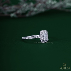 1.41CT Designer <b>Cushion</b> Cut Lab Grown Diamond <b>Wedding</b> <b>Ring</b> Solitaire Halo Pave Setting for Women - Product Image 3