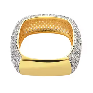 Bague Vintel en argent 925 plaqué or avec micro-incrustation de moissanite créée en laboratoire, style tendance pour mariages et occasions spéciales - Product Image 2