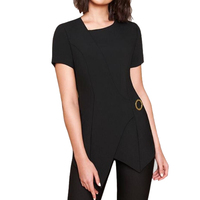 Túnica de Salón de Belleza Personalizada, Nueva Moda, Elástica, Uniforme para Spa y Manicura, con Cierre Trasero, Transpirable, de Secado Rápido, Antiarrugas, con Spandex, CE