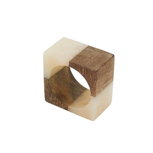 Anneaux de serviette en bois et résine de grande qualité, couleur résine grise, 100% bois, design élégant et décontracté - Product Image 3