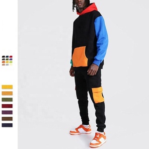 Econex Sports 2025 Personnaliser Color Block Survêtement Deux Pièces Ensemble Hommes Sweat à Capuche Pantalon de Survêtement Cargo Ensemble Multi Poches Personnalisé - Product Image 1