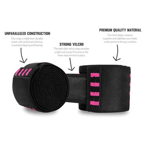 Rodilleras de Neopreno con Cierre de Velcro, Rayas Negras y Rosas, Protección Transpirable para Baloncesto y Entrenamiento en el Gimnasio - Product Image 2