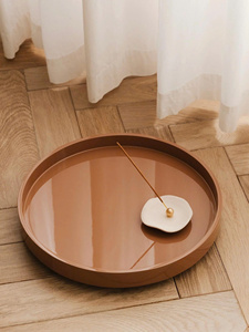 Bandeja Redonda Azul Elegante con Borde Elevado, Organizador Minimalista para Tocador, Adorno para Mesa de Centro, Regalo de Decoración Elegante para el Hogar - Product Image 4