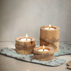Custom O62 Factory New Design Handmade Short/Small Wooden Craft Ornaments Can Be Tea/Wax/<b>Candle</b> Christmas Home Decoration - Product Image 2