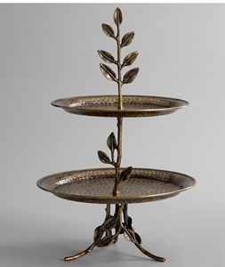 Two <b>Tier</b> Bronze <b>Cake</b> Stand Multi Layer Metal Dessert Display Handmade Serving Tray For Parties Cupcake Holder Serving Tray - Product Image 1