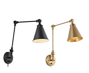 Lampe murale vintage pliable noire/dorée à bras articulé réglable pour salon, chambre, hôtel, applique murale, lampe de lecture de chevet - Product Image 6