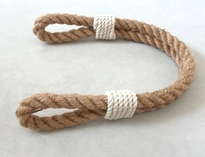 Jute Rope Curtain <b>Tieback</b> with White Cotton Accents – Rustic Boho Holder - Product Image 4