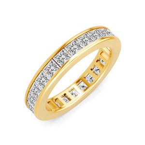 Anillo de Oro Sólido de 14k/18k de Nuevo Diseño al por Mayor, Anillo de Eternidad con Diamantes de Laboratorio Princesa Engastados en Canal, Certificado IGI, Anillo Encantador para Usar - Product Image 4