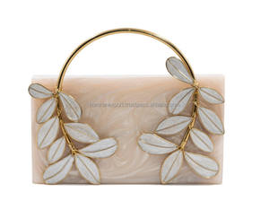 Bolso de Mano de Resina con Aspecto de Mármol de la Mejor Calidad, Bolso de Hombro para Regalo de Boda en India, Decoración de Perlas, Patrón de Piedras, para Fiestas - Product Image 2