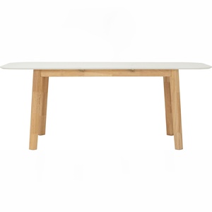 Mesa de Centro Cuadrada Resistente con Patas de Madera de Caucho Sólido y Tablero de MDF Lacado en Blanco, Diseño KD, Disponible en Stock, para Restaurante - Product Image 2