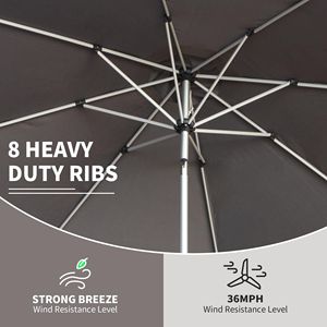 Ombrellone da Patio 10FT con Manovella e Pulsante di Inclinazione, Protezione UV, Impermeabile, per Esterni, con Base - Product Image 5