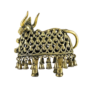 Handcrafted Brass Nandi Tribal <b>Statue</b> Golden for Home Decor - Product Image 5