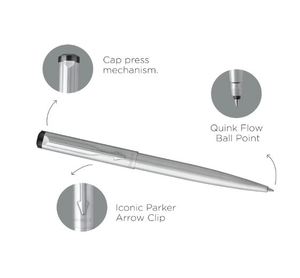 Parker Vector Stainless Steel Chrome Trim Ball Pen and <b>Notebook</b> Blue Ink Fine Point Ideal Gift <b>Set</b> for Professionals and Per - Product Image 4