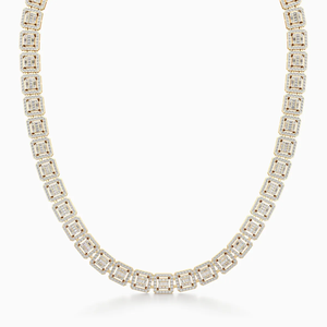 10K Yellow Gold Lab Grown Emerald Cut Diamond <b>Necklace</b> 15.8 CTW IGI Certified Rhodium Plated Luxury Tennis Chain <b>Statement</b> Fine - Product Image 6