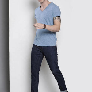 Camiseta Casual de Manga Corta con Cuello en V para Hombre, 100% Algodón, Secado Rápido, Ropa de Gimnasio, Nuevo Diseño Moderno y Holgado - Product Image 6