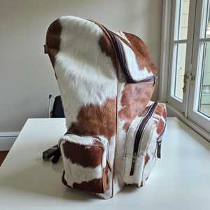 Custom Handmade Hair-On Leather <b>Backpack</b> Genuine Cowhide Travel Laptop Bag Wholesale Supplier Manufacturer LHBP-0038 - Product Image 6