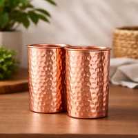 Vaso Clásico 100% Cobre Puro, Ecológico, Ligero, Reciclable, Antiderrames, Resistente al Calor, Diseño Martillado, para Fiestas y Gimnasio