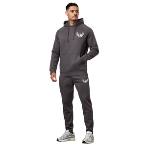 Mens Charcoal Grey Pullover <b>Hoodie</b> and Jogger Pants Set Casual Athletic Sportswear Training <b>Workout</b> Tracksuit Outfit - Product Image 1