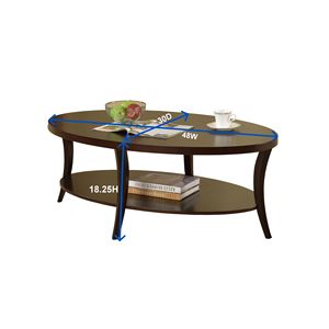 Perth Espresso <b>Oval</b> <b>Coffee</b> <b>Table</b> with Integrated Shelf Elegant Design for Home Decor - Product Image 6