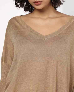 Pull tricoté à manches longues pour femme, col en V, en polyester/nylon, confortable et décontracté pour l'hiver – Nouvelle collection très prisée - Product Image 5
