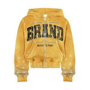 ชุดวอร์มผ้าฟลีซหนาน้ำหนัก 480 กรัม ระบายอากาศได้ดี แห้งเร็ว พิมพ์ลายตามสั่ง ประดับด้วยคริสตัล ผ้าฝ้ายแท้ 100% สำหรับฤดูหนาว รุ่นท็อปวินเทอร์ ทรงครอปโอเวอร์ไซส์ - Product Image 1