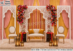 Fabricante y proveedor de decoración para escenarios de recepciones reales, paneles de fondo para bodas de lujo, blancos, marroquíes, cortados con láser, para grandes eventos. - Product Image 3